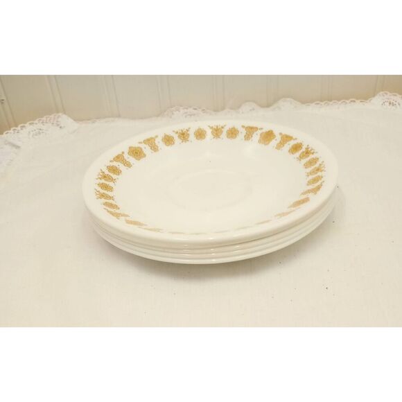 Five vintage Corelle harvest Gold teacup, coffee cup saucers plates - Picture 3 of 4